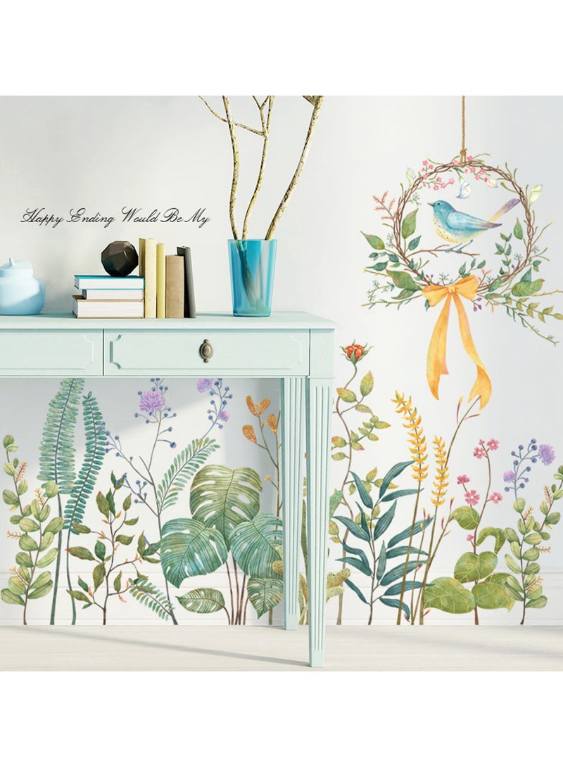 Green Leaf Skirting Sticker Door Fresh And Simple Wall Decoration Painting  - Image 3