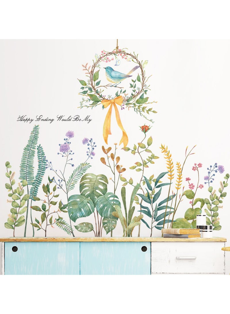 Green Leaf Skirting Sticker Door Fresh And Simple Wall Decoration Painting  - Image 2