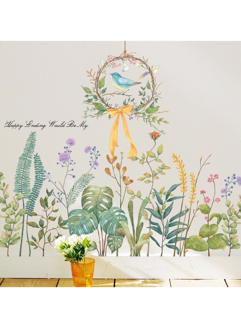 Green Leaf Skirting Sticker Door Fresh And Simple Wall Decoration Painting  - Image 4