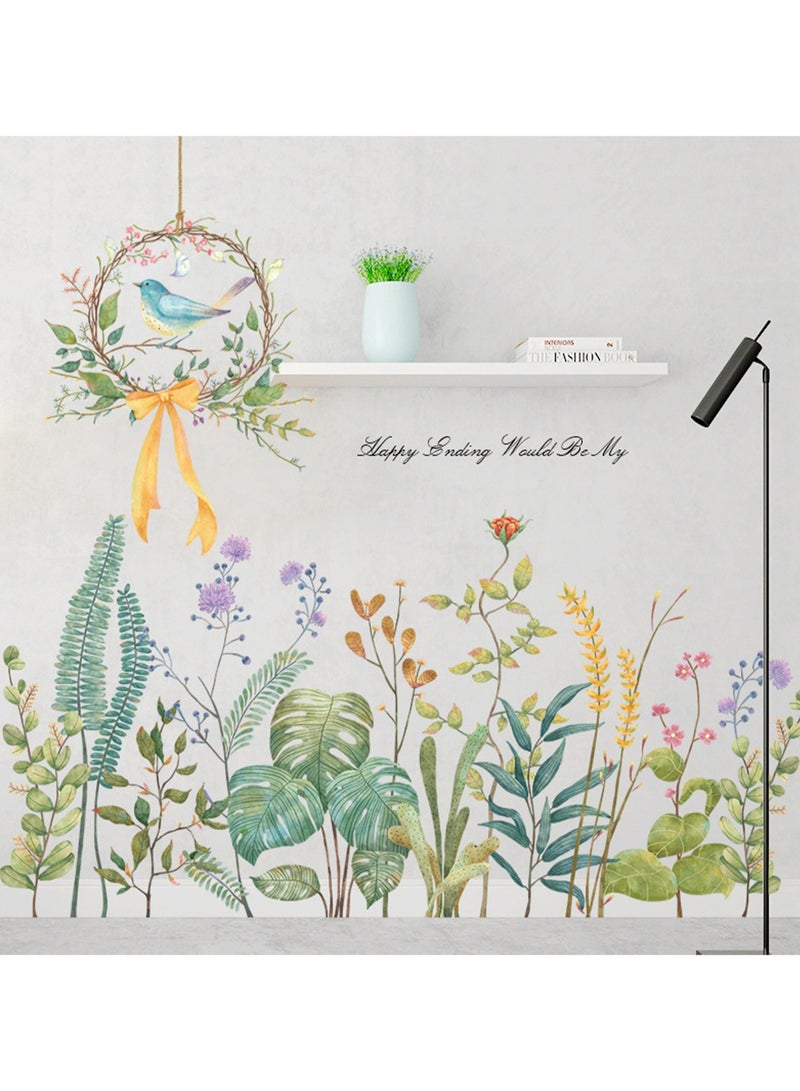 Green Leaf Skirting Sticker Door Fresh And Simple Wall Decoration Painting  - Image 5