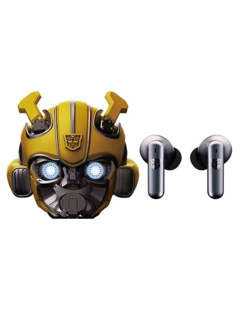 TRANSFORMERS Bluetooth Earphone, Comfortable Wireless Mechanical Shaped Headset, High Bass Zinc Alloy Stylish Headphones, Lightweight In Ear Earbuds For Listening Music Gaming, (1pc, Silver) - Image 1