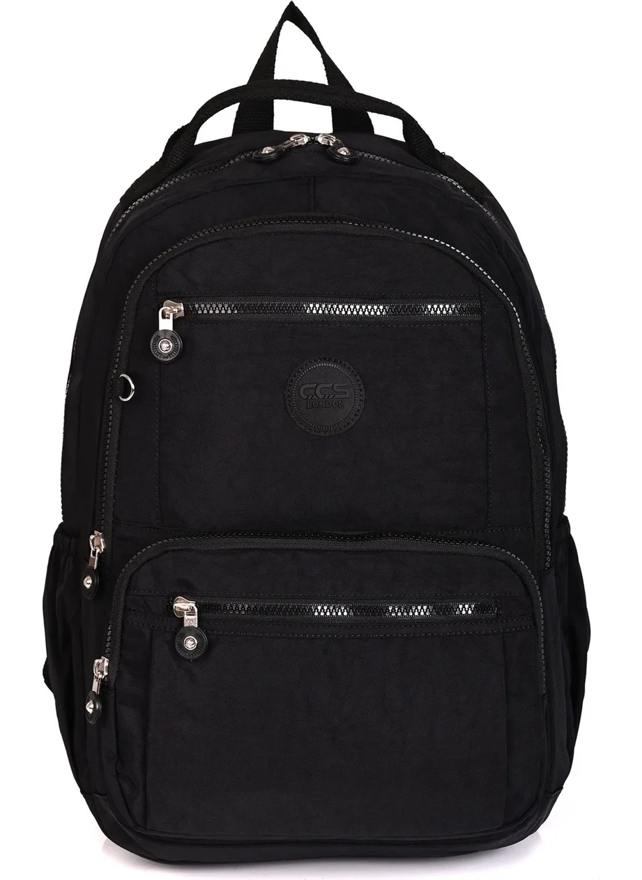 Ççs Css 17296 Unisex Large Volume Crinkle Fabric School Backpack Black