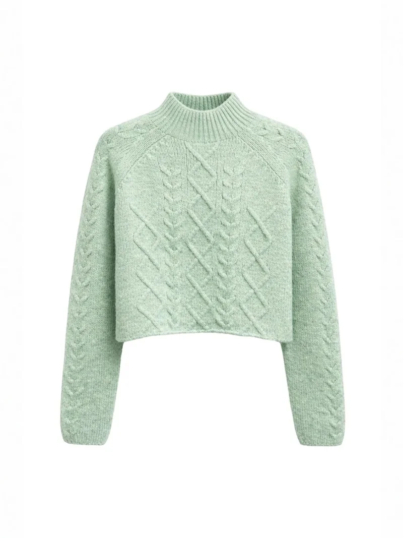 ميكسراي MIXRAY Argyle Pattern Ribbed Half Turtleneck Sweater