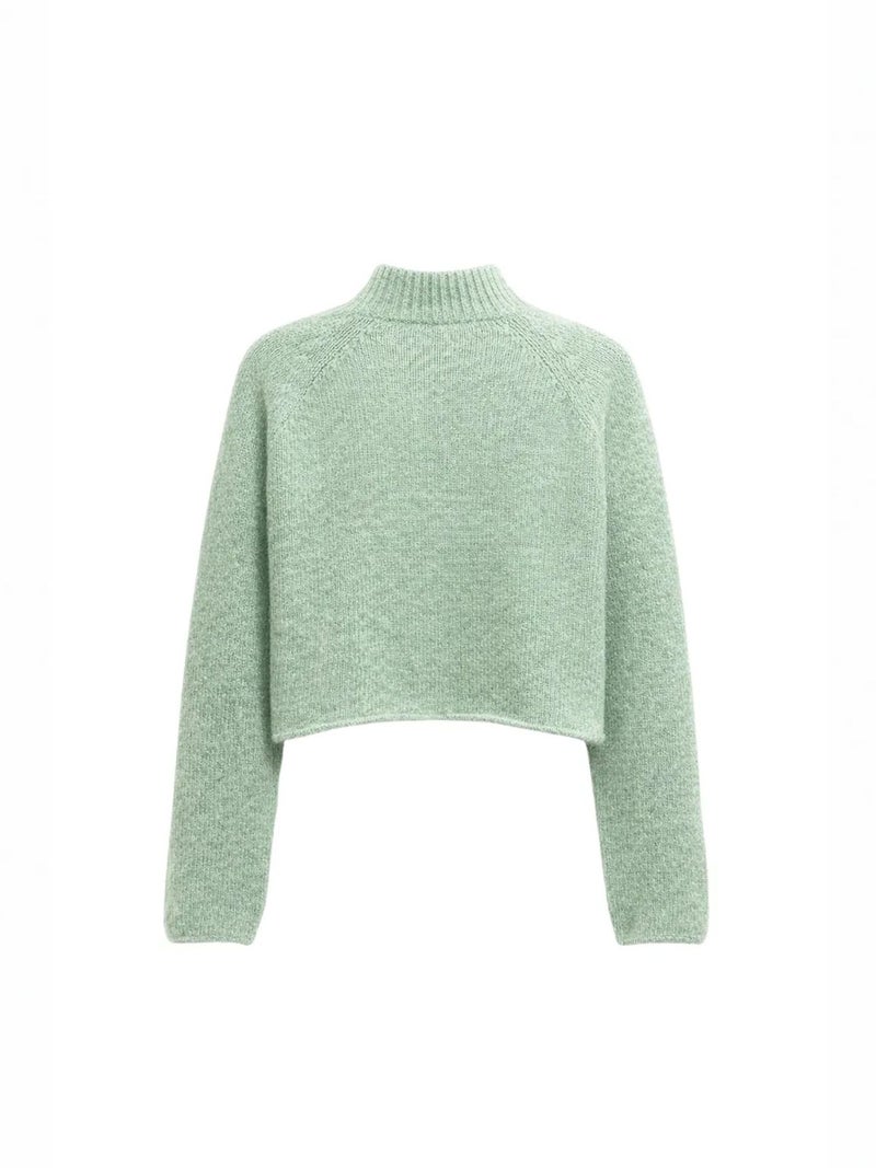MIXRAY Argyle Pattern Ribbed Half Turtleneck Sweater - Image 4