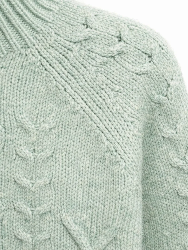 ميكسراي MIXRAY Argyle Pattern Ribbed Half Turtleneck Sweater