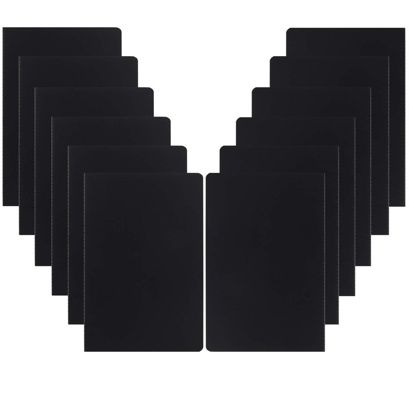 XYark 12 Pack College Ruled Notebook Journals Bulk, Lined Paper, 60 Page, 5.5x8.3 inch, A5, Travel Journal Set for Travelers, Students, Church, Office, Writing Diary Subject Notebooks Planner, Black - Image 1