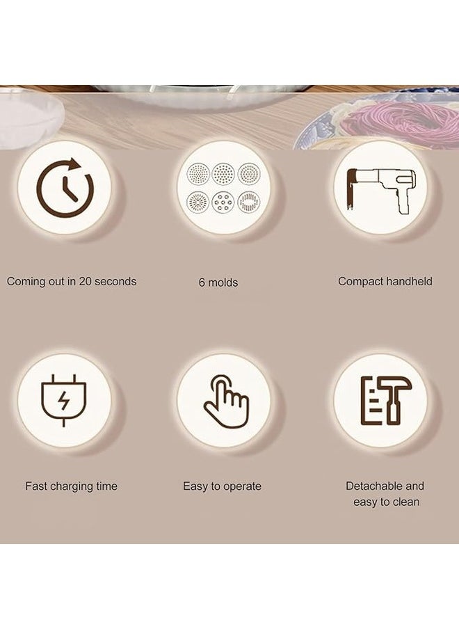 Generic - Electric Pasta Maker, Electric Noodle Maker Handheld Press Pasta Machine Automatic Portable Noodle Maker with 6 Noodle Moulds for Home, Cordless Pasta Machine, Convenient to Use - Image 1
