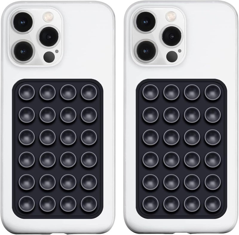 TARAVEE Suction Phone Case Anti-Slip Silicone, Phone Suction Sticker, Silicone Suction Phone Case for Hands-Free Mobile Accessory Holder Grip for Selfies Videos (Black Pack of 2) - Image 1