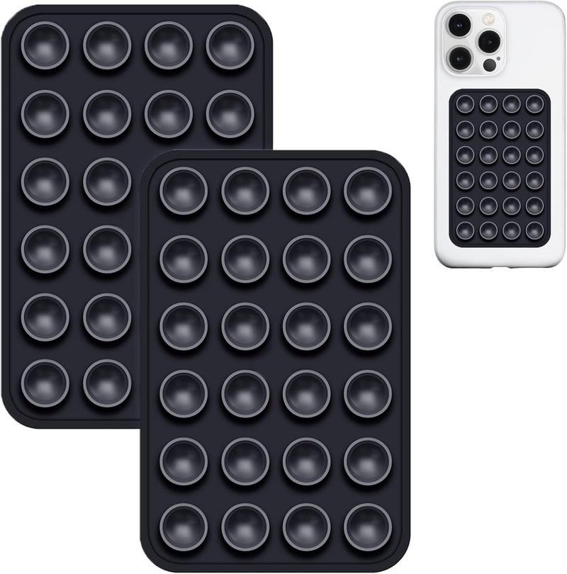 TARAVEE Suction Phone Case Anti-Slip Silicone, Phone Suction Sticker, Silicone Suction Phone Case for Hands-Free Mobile Accessory Holder Grip for Selfies Videos (Black Pack of 2) - Image 2