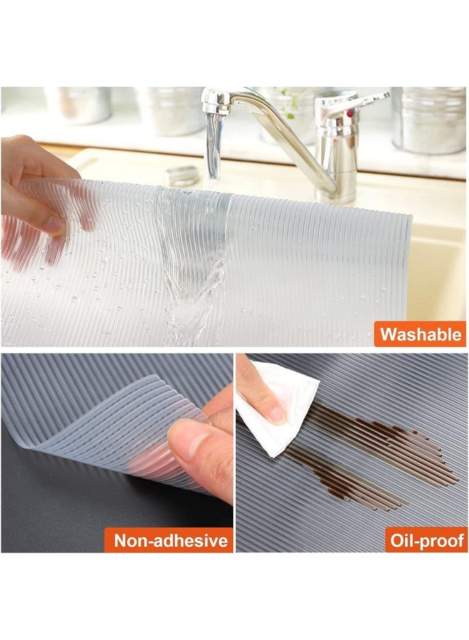 Ash & Roh Anti-Slip Solid Place Mat Waterproof EVA Liners for Kitchen Cabinets, Drawers, Tables - Food Grade, Textured, Washable, Multipurpose Shelf Mats (TRANSPRENT, 45 x 100) - Image 3