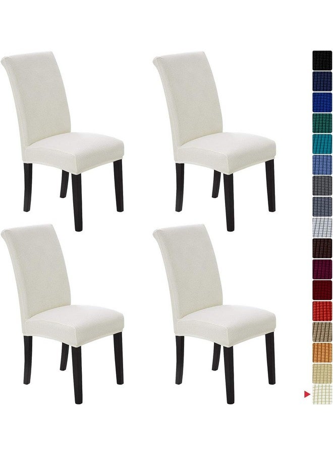NeoGenius Premium Elegant Dining Room Chair Covers, Slipcovers Set of 4, Spandex Super Fit Stretch Removable Washable Chair Covers, Protector -for Dining Room (1Dining Room Chair Covers_Ivory) - Image 1