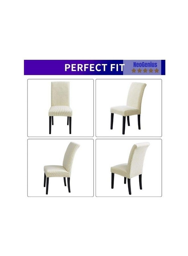 NeoGenius Premium Elegant Dining Room Chair Covers, Slipcovers Set of 4, Spandex Super Fit Stretch Removable Washable Chair Covers, Protector -for Dining Room (1Dining Room Chair Covers_Ivory) - Image 4