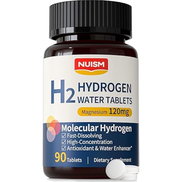 NUISM Hydrogen Water Tablets with Magnesium,Hydrogen Tablets for Drinking Water,Antioxidant and Cellular Health Support, H2 Molecular Tabs,90 Tablets - Image 1