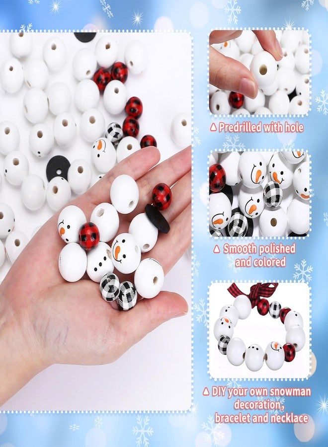 GWHOLE Christmas Snowman Wooden Bead Winter DIY Christmas Ornaments Wood Bead Wreath Xmas Decoration Crafts Supplies for Kids Adults House Decor - Image 3