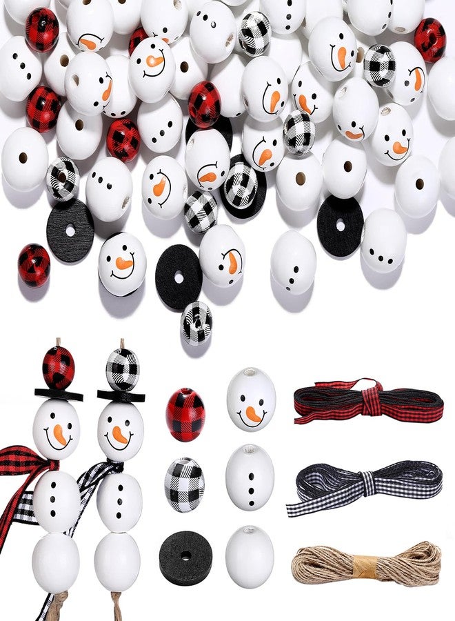 GWHOLE Christmas Snowman Wooden Bead Winter DIY Christmas Ornaments Wood Bead Wreath Xmas Decoration Crafts Supplies for Kids Adults House Decor - Image 1