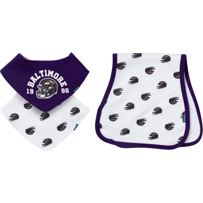Gerber Baby NFL Team Bandana Bibs and Burp Cloth Set Ravens One Size - Image 2