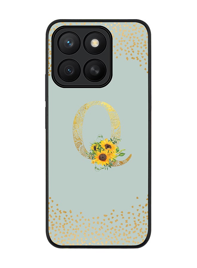 Stylizedd For Honor X8c Case,Slim fit Camera Protection, Shockproof Thin Phone cover  - Custom Floral Monogram - Q  (Light Grey )