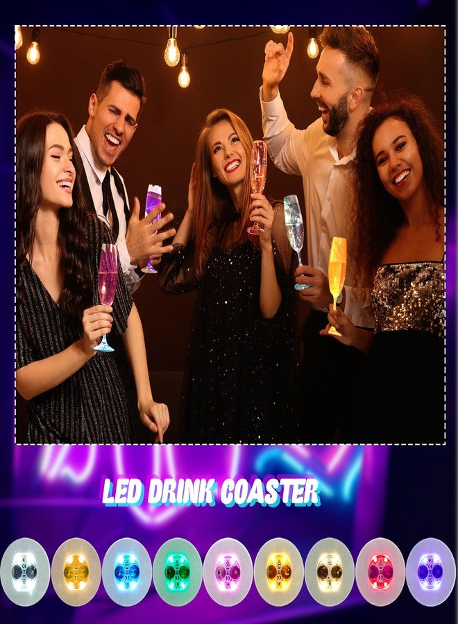 Drayear 54 Pack LED Light Up Drink Coasters 2.5 Inch EVA Luminous Cup Coasters for Bar Parties Wedding Centerpieces Glow Drink Decorations (Color Style 2) - Image 4