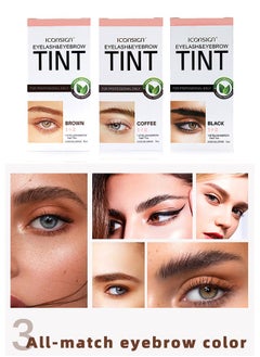 ICONSIGN Eyelash Eyebrow Tint Dye Kit, 2-In-1 Eyelash and Eyebrow, Semi Permanent Eyebrow Dye Cream 7ML - Coffee  - Image 2