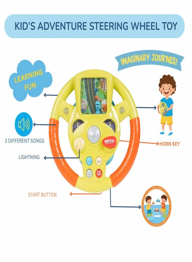 PUREjoy Steering Wheel Toy for Kids Car Driving | Interactive Toy Steering Wheel with Lights & Sounds | 360° Rotating Suction Driving Simulator Toy for Babies & Toddlers - Image 3