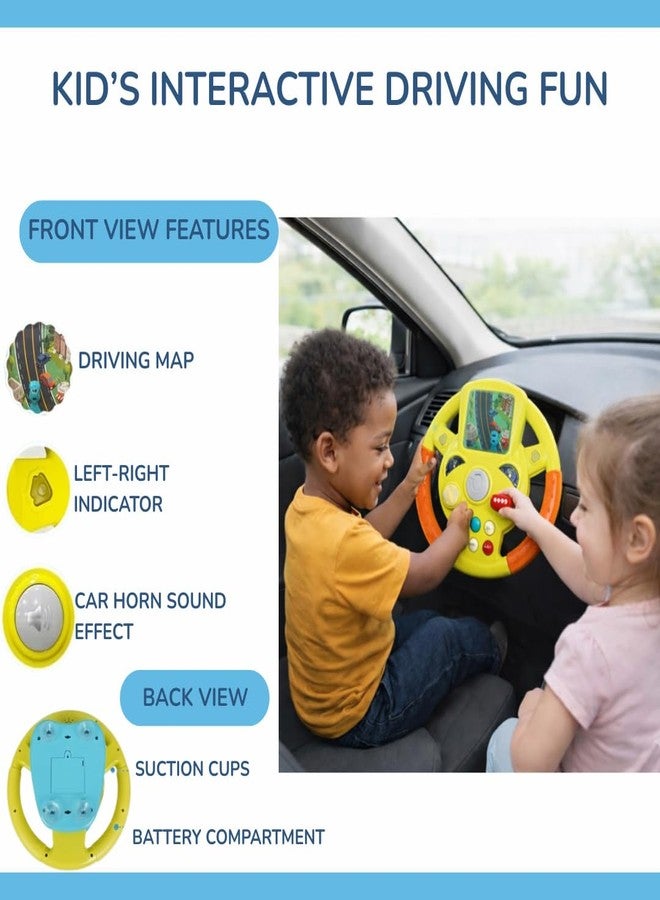 PUREjoy Steering Wheel Toy for Kids Car Driving | Interactive Toy Steering Wheel with Lights & Sounds | 360° Rotating Suction Driving Simulator Toy for Babies & Toddlers - Image 2