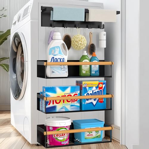 POLRAI 4 Pack Magnetic Shelves for Washing Machine Magnetic Shelf for Fridge Powerful Magnetic Shelves with Double Sided Tape for Laundry Room Kitchen Bathroom Organization - Image 1