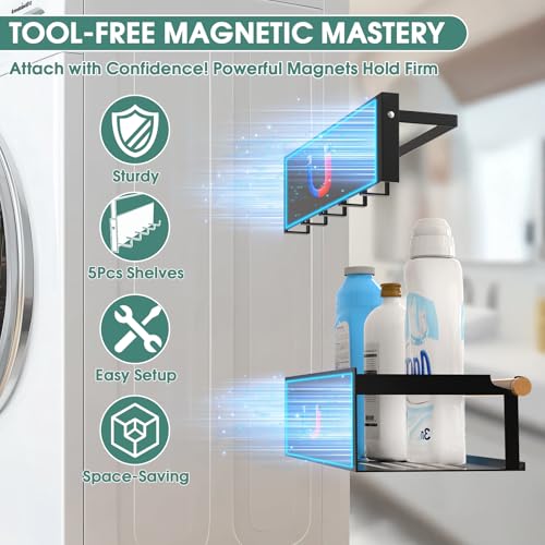POLRAI 4 Pack Magnetic Shelves for Washing Machine Magnetic Shelf for Fridge Powerful Magnetic Shelves with Double Sided Tape for Laundry Room Kitchen Bathroom Organization - Image 2