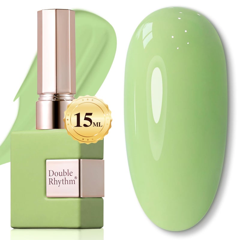 Double Rhythm 15ML Gel Nail Polish Pure Sheer Same Color Same Bottle Soak Off Gel Polish Art Manicure Salon DIY at Home for Women (Green-A1409) - Image 1