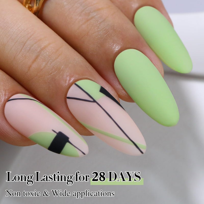 Double Rhythm 15ML Gel Nail Polish Pure Sheer Same Color Same Bottle Soak Off Gel Polish Art Manicure Salon DIY at Home for Women (Green-A1409) - Image 4