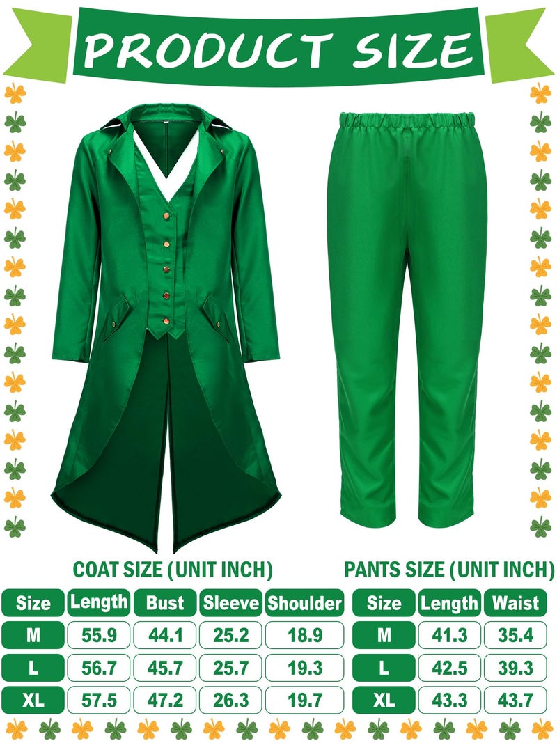 Cozypower 10 Pcs St. Patrick's Day Costume Green Leprechaun Men Costume with Irish Festival Accessories for Irish Cosplay (Medium) - Image 3
