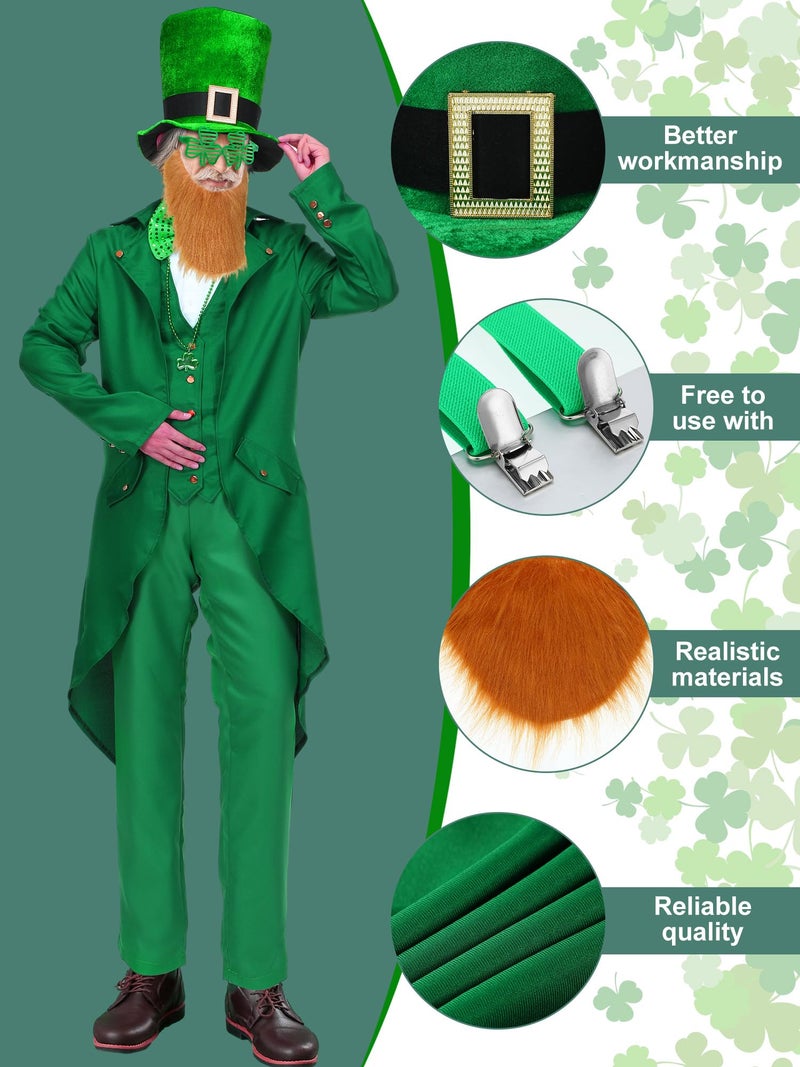 Cozypower 10 Pcs St. Patrick's Day Costume Green Leprechaun Men Costume with Irish Festival Accessories for Irish Cosplay (Medium) - Image 4