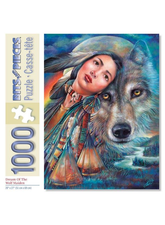 Bits and Pieces 1000 Piece Jigsaw Puzzle Dream Of The Wolf Maiden Native American Wolf By Artist Gloria West 1000 Pc Jigsaw - Image 3