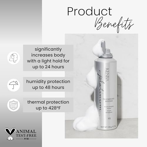 Kenra Platinum Thickening Mousse 12 Volumizing Styler Adds Fullness Body Humidity Protection Up To 48 hours Desity Plumping up tp 150 Thermal Protection All Hair Types 67 oz 2Pack - Image 5