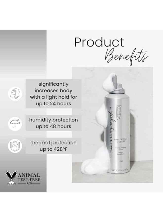 Kenra Platinum Thickening Mousse 12 Volumizing Styler Adds Fullness Body Humidity Protection Up To 48 hours Desity Plumping up tp 150 Thermal Protection All Hair Types 67 oz 2Pack - Image 4