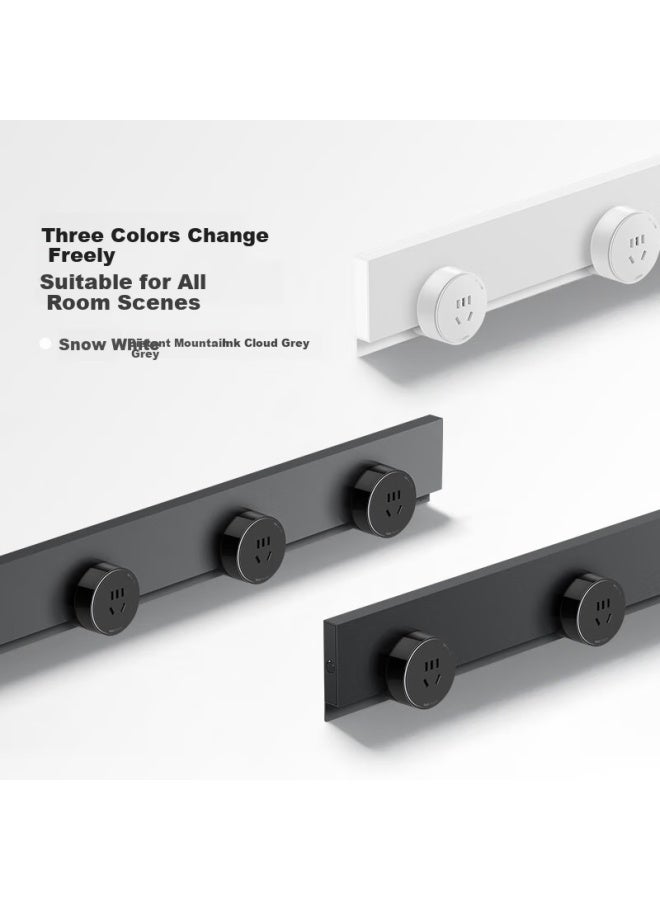 Bull Concealed Track Socket Ultra-thin Zero-gap Movable Wall-mounted Socket Wall-mounted Type Slot-free 75cm Track + 4 Five-hole Adapters Switch Gb7 Ink Cloud Grey - Image 4