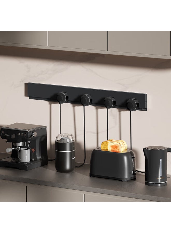 Bull Concealed Track Socket Ultra-thin Zero-gap Movable Wall-mounted Socket Wall-mounted Type Slot-free 75cm Track + 4 Five-hole Adapters Switch Gb7 Ink Cloud Grey - Image 2