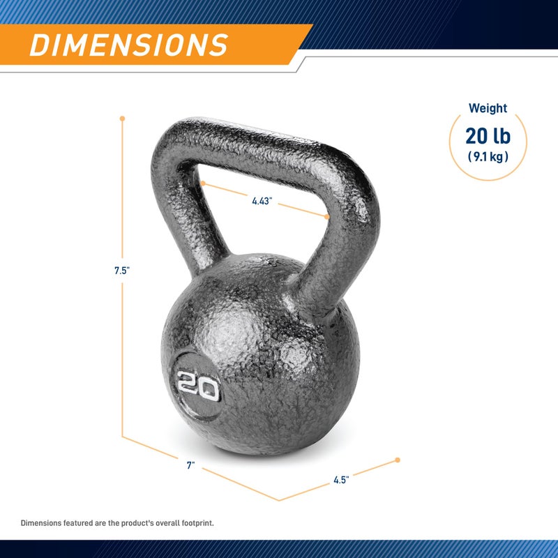 Marcy Hammertone Kettlebells, Ideal Workout Weights For Home Gym, Cast Iron, Black, 20lbs HKB-020 - Image 2