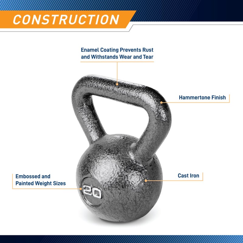 Marcy Hammertone Kettlebells, Ideal Workout Weights For Home Gym, Cast Iron, Black, 20lbs HKB-020 - Image 5