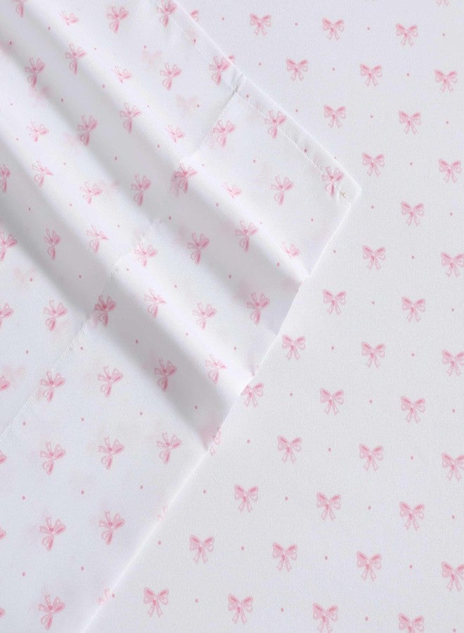 Laura Ashley - Kids Sheet Set, Ultra-Soft & Breathable Toddler Bedding with Matching Pillowcases, Wrinkle-Resistant, Ideal Girl Room Essentials (Lovely Bows Pink, Queen) - Image 4