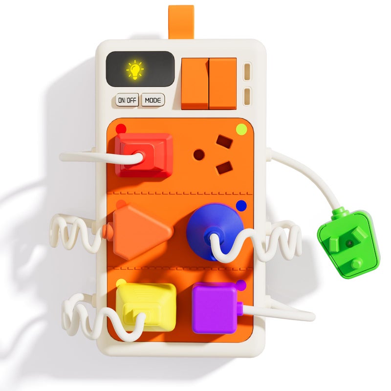 Aprilwolf 9 PCS Sensory Plug Outlet for Toddlers 23 Power Strip Montessori Toys for 18 Months Busy Board with Light Sounds Airplane Car Travel Toys Gift for Baby - Image 2