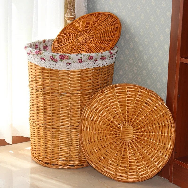 Y&D Dirty Clothes Basket Rattan Woven Laundry Hamper - Appliances-Laundry Baskets Category - Image 3