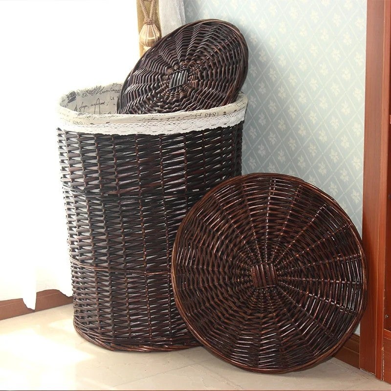 Y&D Dirty Clothes Basket Rattan Woven Laundry Hamper - Appliances-Laundry Baskets Category - Image 2