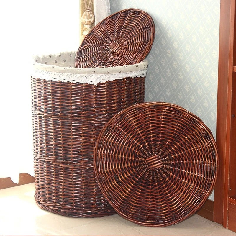 Y&D Dirty Clothes Basket Rattan Woven Laundry Hamper - Appliances-Laundry Baskets Category - Image 4