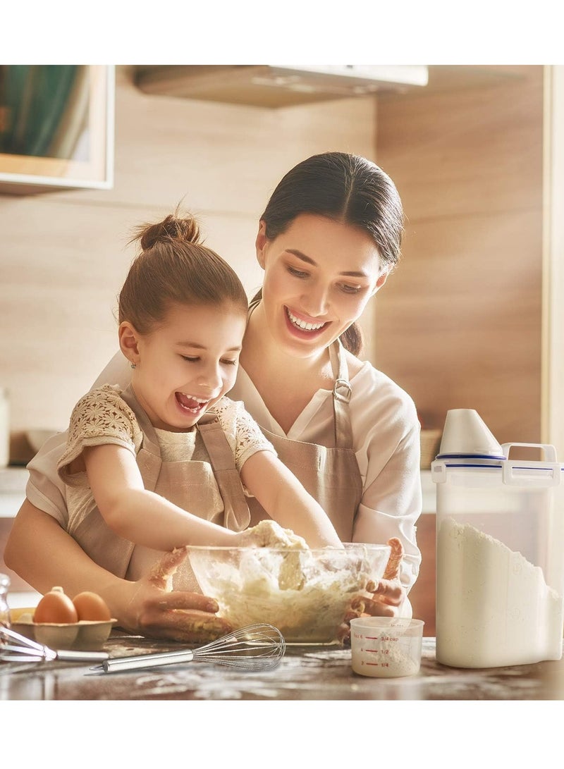 ميكسد 6 قطع حاوية تخزين الأرز براميل تخزين الأرز حاوية تخزين الأرز حاوية تخزين المطبخ الشفافة مع حافظة أرز بلاستيكية محكمة الإغلاق مع إبزيمات مانعة للتسرب كوب قياس لطحين الطهي - Image 5