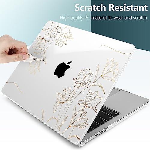 TWOLSKOO for MacBook Air 15 inch Case 2025 2024 2023 Release M4 A3241 M3 A3114 M2 A2941, Plastic Hard Shell & Screen Protector & Keyboard Cover & Trackpad Film, Florals X449 - Image 4