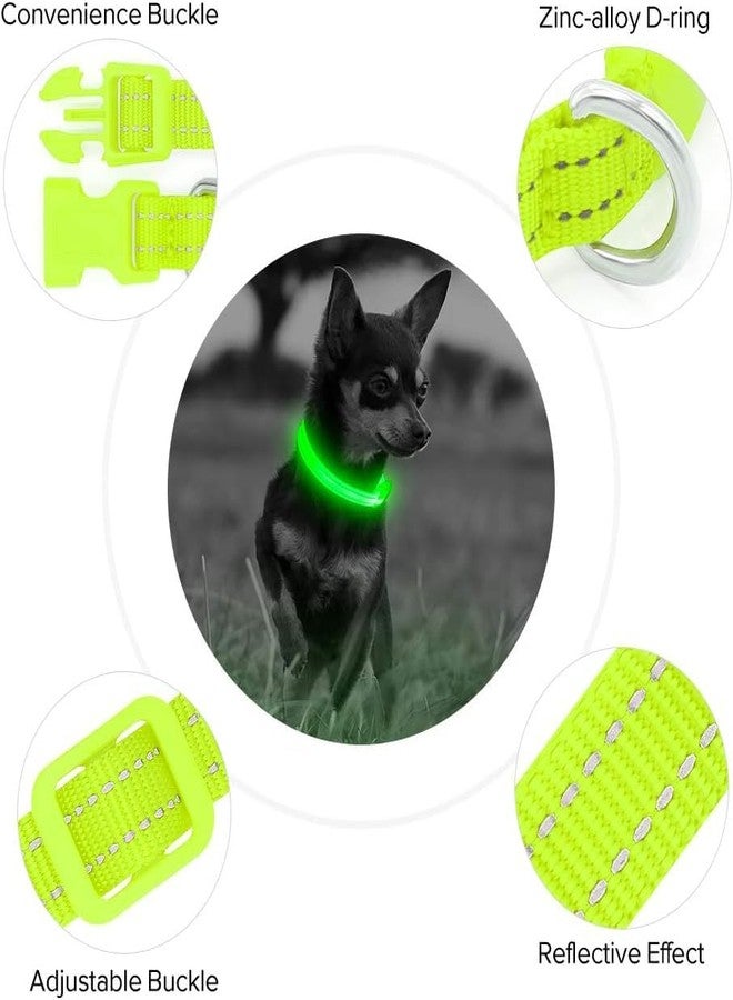 BSEEN Light Up Dog Collars - Glowing LED Dog Collar Rechargeable Puppy Collar for Small Dogs & Cats, Safety Dog Lights for Night Walking (Green) - Image 2