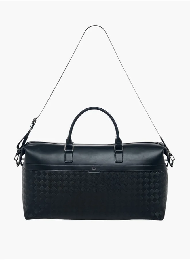 دوتشيني Men Textured Duffle Bag with Detachable Strap and Zip Closure