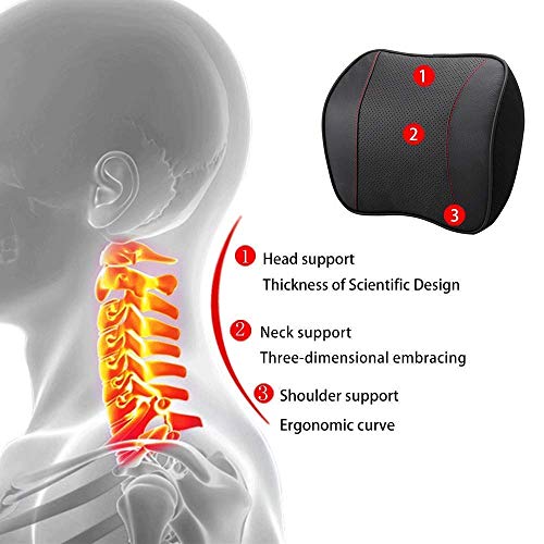 awave bloom Car Headrest,Car Seat Neck Rest Pillow,Comfort Headrest Cushion for Chair,100% Memory Foam Cervical Support,Leather Headrest for Driving,Relieve Neck Pain,Neck Supports for Car(Black) - Image 5