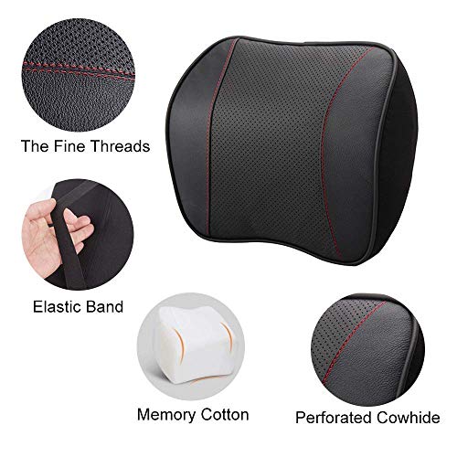awave bloom Car Headrest,Car Seat Neck Rest Pillow,Comfort Headrest Cushion for Chair,100% Memory Foam Cervical Support,Leather Headrest for Driving,Relieve Neck Pain,Neck Supports for Car(Black) - Image 3