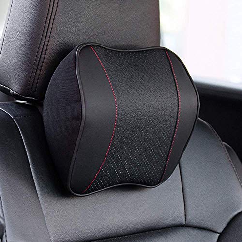 awave bloom Car Headrest,Car Seat Neck Rest Pillow,Comfort Headrest Cushion for Chair,100% Memory Foam Cervical Support,Leather Headrest for Driving,Relieve Neck Pain,Neck Supports for Car(Black) - Image 1